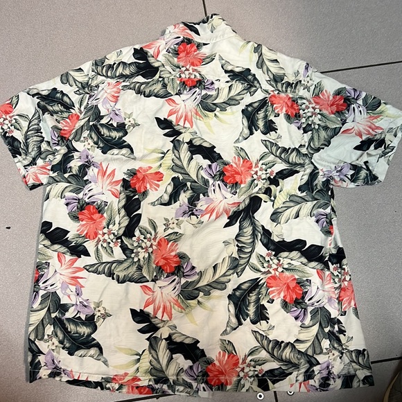 Tommy Bahama 100% Silk off white hibiscus floral Hawaiian textured washable XL - Picture 11 of 13